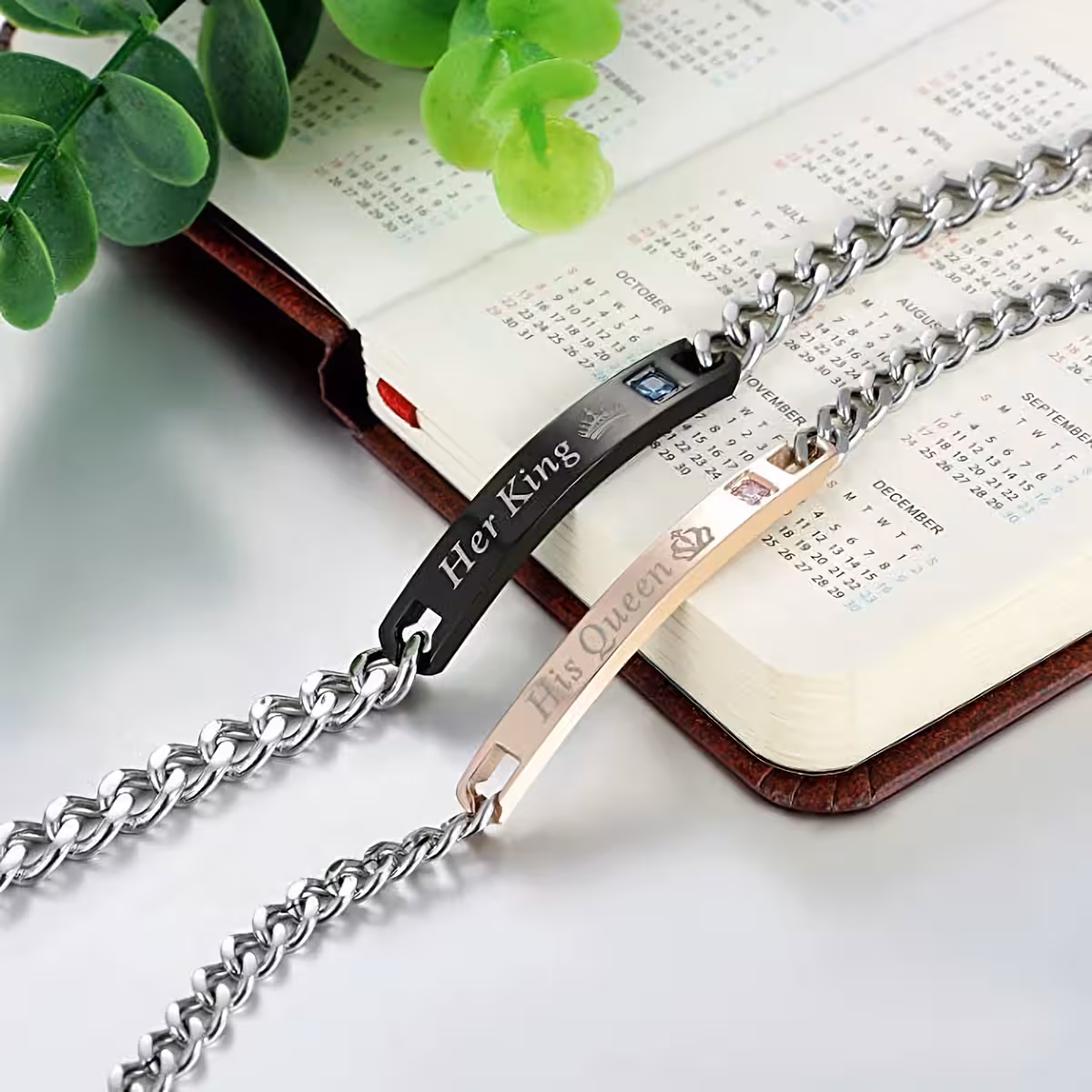 Ρομαντικό δώρο για ζευγάρια, σετ βραχιολιών Her King και His Queen