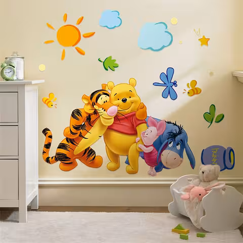 Αυτοκόλλητο Διακόσμησης Τοίχου με Winnie the Pooh και Φίλους – Παιδικό Αυτοκόλλητο, Κινούμενα Σχέδια