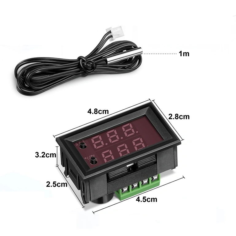 Διαστάσεις ψηφιακού θερμοστάτη 48x28x32 mm
