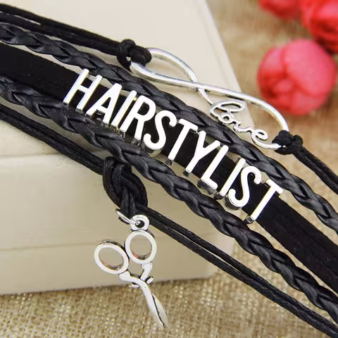 Δερμάτινο Βραχιόλι Hairstylist Μαύρο – Επαγγελματικά Αξεσουάρ Κομμωτηρίου και Barber
