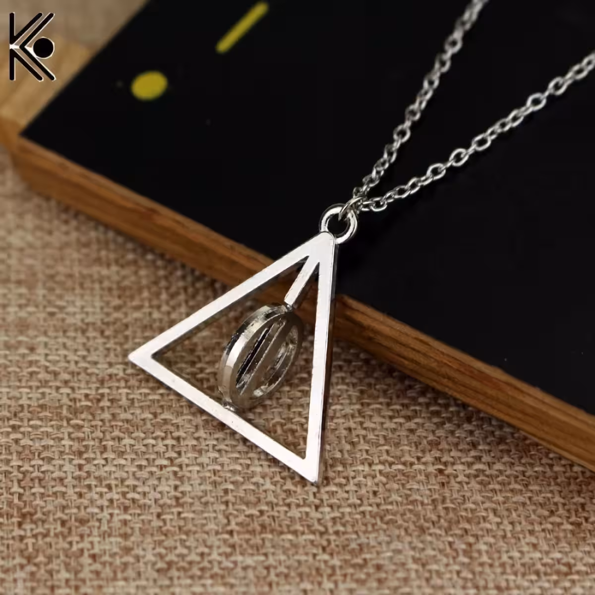 Ασημένιο κολιέ με μενταγιόν Deathly Hallows και αλυσίδα 70cm
