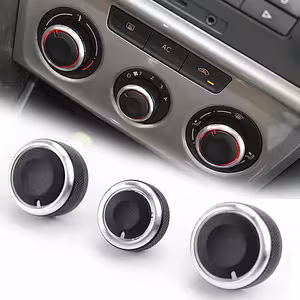 Σετ 3 Κουμπιά Κλιματισμού AC Πίνακα VW Golf 5, 6, Passat B6 B7, Skoda Octavia 2 – Αλουμίνιο