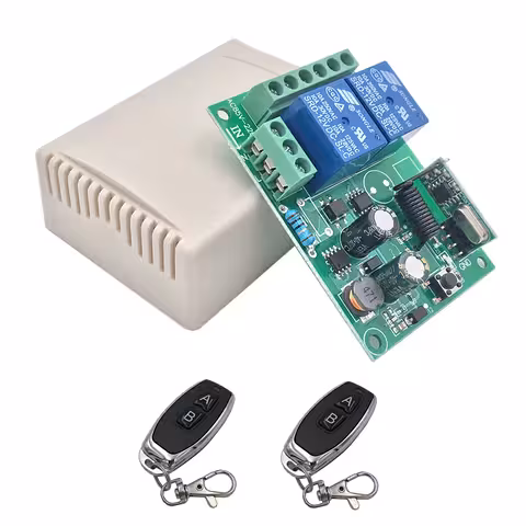 Ρελέ με Τηλεχειριστήριο 220V – Wireless Module 2 Relays 433MHz για Αυτοματισμούς Πορτών, Φώτα