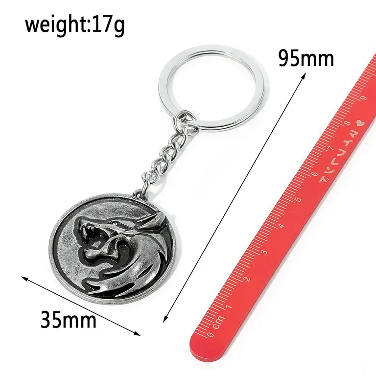 Ανδρικά αξεσουάρ με σχέδιο λύκου Witcher, αντικέ ασημί