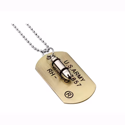 Στρατιωτικό Dog Tag Ατσάλινο Κολιέ με Σφαίρα – Κολιέ Army Άντρες 70cm
