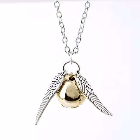 Κολιέ Harry Potter Golden Snitch Quidditch με Φτερό Αγγέλου – Δώρο για Fans Μαγίας