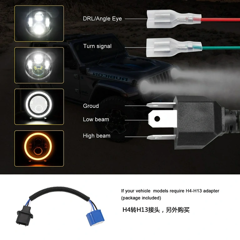 LED φανάρι 7 ιντσών για Harley Στρογγυλό LED φανάρι για Harley FLD, Touring, Softail (1991–2013)