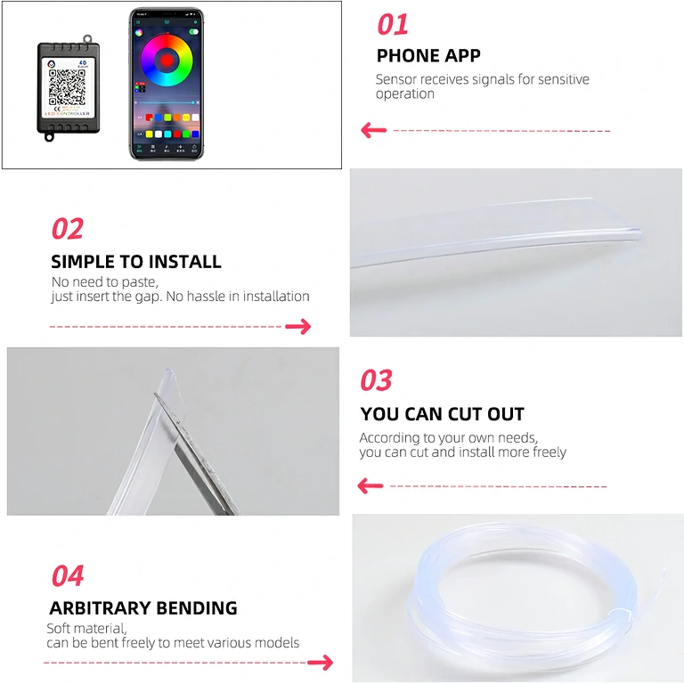 Ευέλικτο RGB neon καλώδιο για διακόσμηση αυτοκινήτου