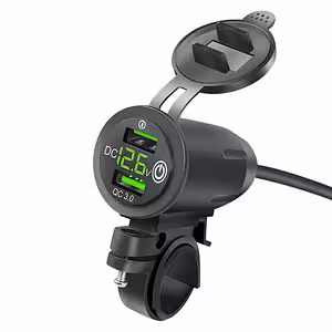 USB Φορτιστής Τηλεφώνου με Voltmeter, QC 3.0 – Πρίζα Moto για Μοτοσικλέτα, Γρήγορη Φόρτιση