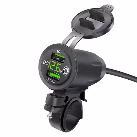 USB Φορτιστής Τηλεφώνου με Voltmeter, QC 3.0 – Πρίζα Moto για Μοτοσικλέτα, Γρήγορη Φόρτιση