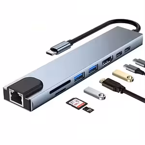 Hub USB-C 8 σε 1 με HDMI 4K, RJ45, USB 3.0 και Power Delivery για MacBook, Dell, Lenovo