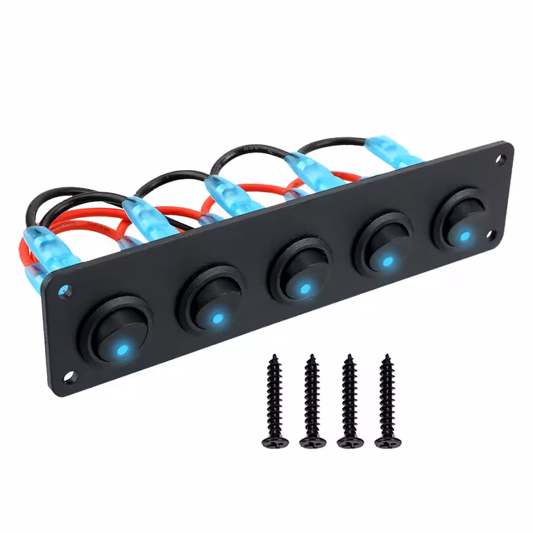 Πίνακας 5 Κουμπιών ON/OFF με Μπλε LED 12V/24V