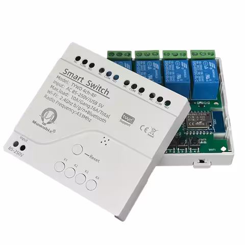 Έξυπνο Ρελέ WiFi 4 Καναλιών – Smart Switch Tuya 220V με Απομακρυσμένο Έλεγχο