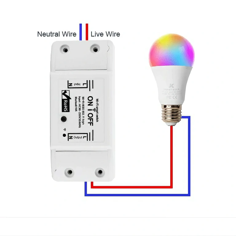 Ηλεκτρικό σχέδιο και οδηγίες για καλωδίωση ρελέ smart με 1 κανάλι