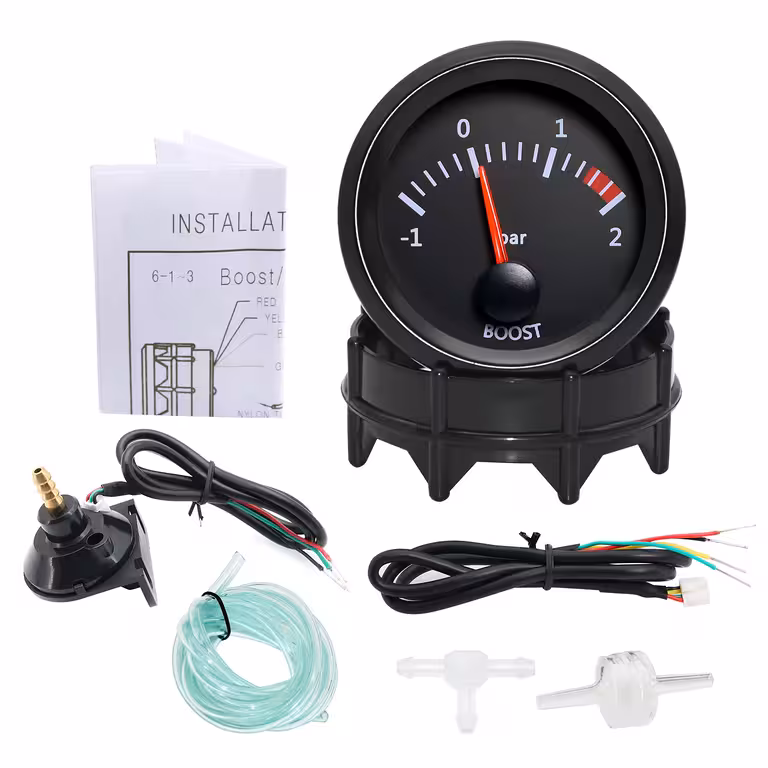 Ρολόι Boost Turbo 2 Bar – Μανόμετρο Turbo 52mm με Ένδειξη και Στήριγμα Τοποθέτησης