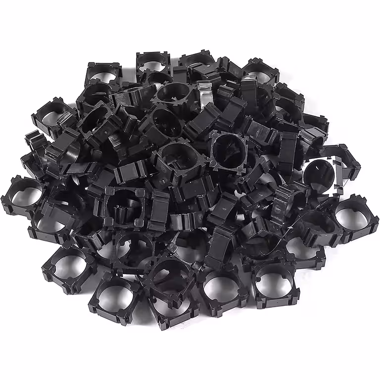 Σετ 100 Modular Βάσεων για Κύτταρα Li-Ion 18650 – Κλιπ Στήριξης ABS για Τράπεζα Μπαταριών