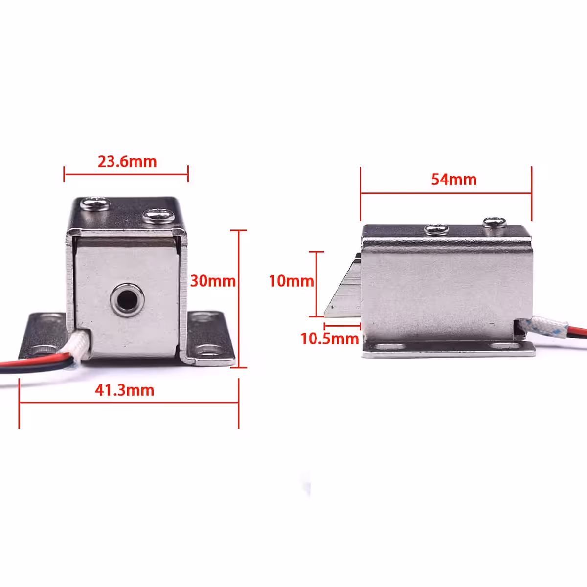 Διαστάσεις της ηλεκτρομαγνητικής κλειδαριάς 12V εμφανιζόμενες στην εικόνα