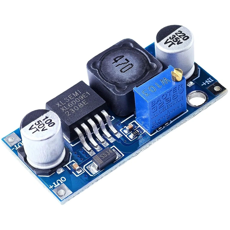 Εικόνα με τα βασικά εξαρτήματα της μονάδας XL6009