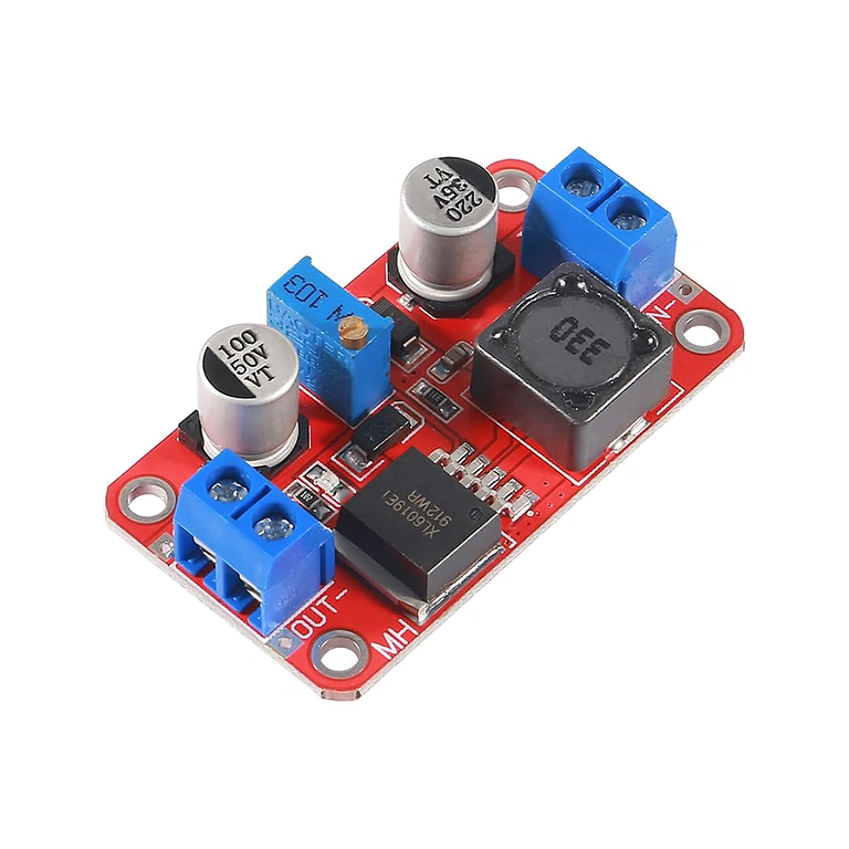Module XL6019 DC-DC Boost Converter – πλευρική όψη (Γωνία 2) Μετατροπέας XL6019 DC-DC Boost από το πλάι, προσφέροντας άλλη προοπτική διαστάσεων και δομής