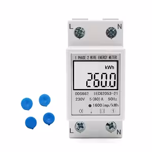 Μονοφασικός Ηλεκτρικός Μετρητής Pasant με Ψηφιακή Οθόνη για Παρακολούθηση Κατανάλωσης Ενέργειας, Τοποθέτηση σε Ράγα DIN