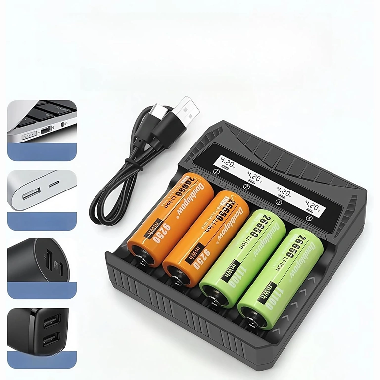 Καθολικός φορτιστής με τοποθετημένες μπαταρίες Li-ion