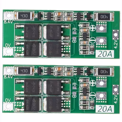 Σετ 2 τεμάχια – BMS Module 2S 20A 7.4V με ισορροπία – σχέδιο περιλαμβάνεται