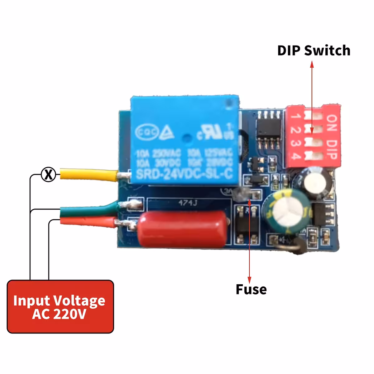LED ένδειξης μονάδας ρελέ χρονοδιακόπτη αναμμένο