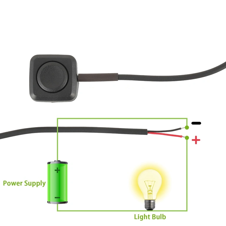 Διάγραμμα σύνδεσης: κόκκινο = θετικό, μαύρο = αρνητικό