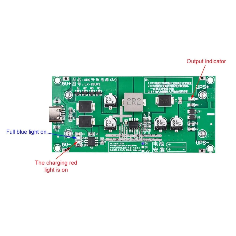 LED διπλού χρώματος κόκκινο/πράσινο για κατάσταση μπαταρίας και φόρτιση στη μονάδα UPS Mini