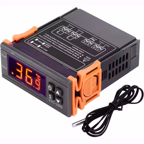 Ψηφιακός Θερμοστάτης 220V/230V – Ηλεκτρονικός Θερμοστάτης STC1000 με αισθητήρα NTC και διπλό ρελέ