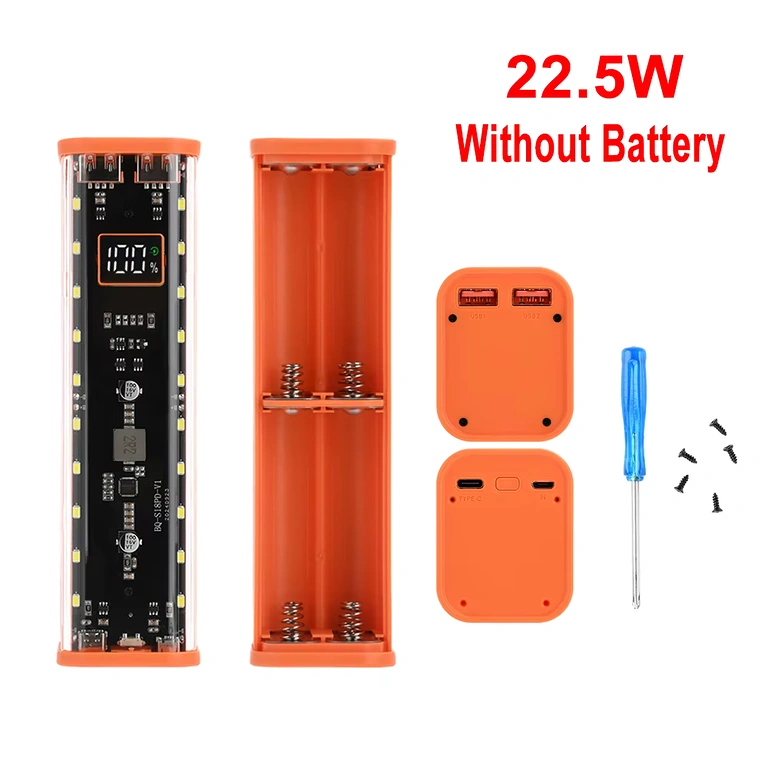 Περίβλημα power bank 18650 με θύρες USB και Type-C