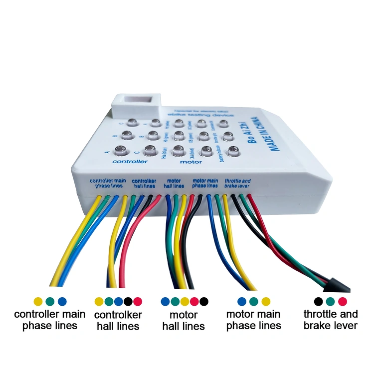 Λεπτομέρεια συνδέσεων καθολικού tester για ποδήλατο και ηλεκτρικό πατίνι