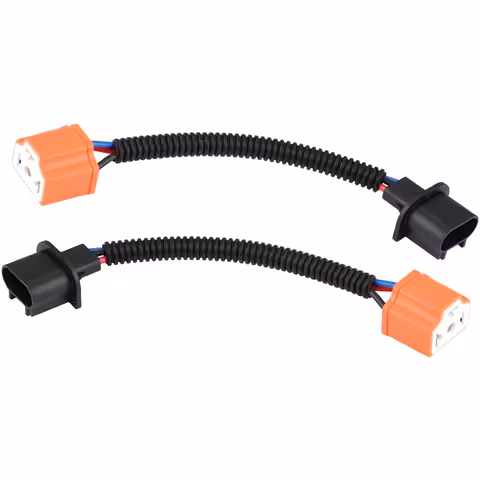 Top view of H13 male to H4 female headlight connector